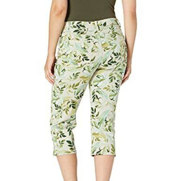 NWT Gloria Vanderbilt Amanda Capri Jeans in Stonewood & Palm Jungle Print Sz 12 - Picture 8 of 14